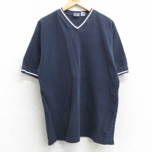00s 半袖Tシャツ Vネック ネイビー L | 古着
