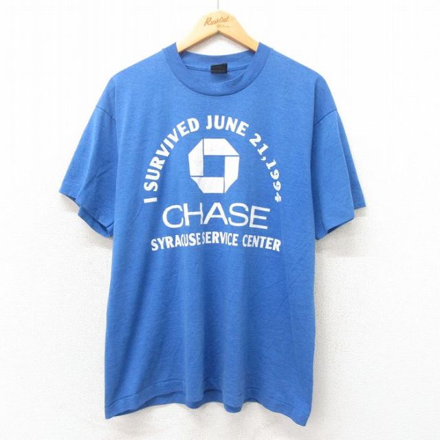 XL★古着 フルーツオブザルーム 半袖 ビンテージ Tシャツ メンズ 90年代 90s チェイス クルーネック USA製 青 ブルー 【spe】 25may13 中古