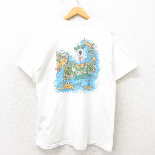 【50%OFF】XL★古着 フルーツオブザルーム 半袖 ビンテージ Tシャツ メンズ 90年代 90s ゴルフ コットン クルーネック USA製 白 ホワイト 25may13 中古