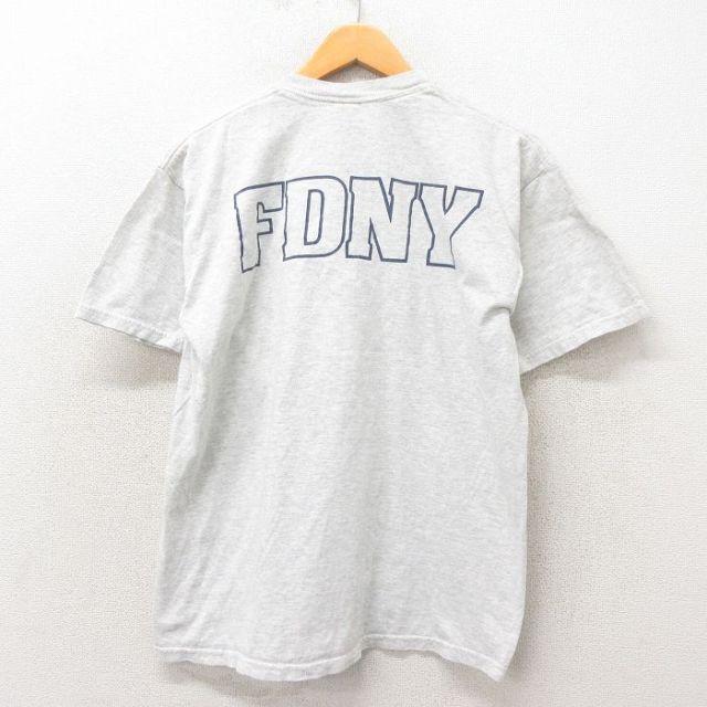 L★古着 半袖 ビンテージ Tシャツ メンズ 00年代 00s 消防署 クルーネック グレー 霜降り 25may13 中古