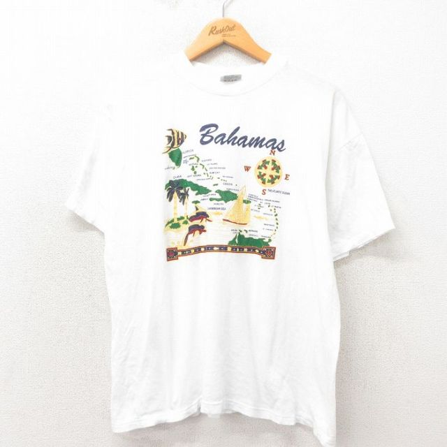 L★古着 半袖 ビンテージ Tシャツ メンズ 00年代 00s バハマ コットン クルーネック 白 ホワイト 25may13 中古