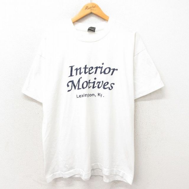 XL★古着 フルーツオブザルーム 半袖 ビンテージ Tシャツ メンズ 90年代 90s Interior 大きいサイズ クルーネック USA製 白 ホワイト 25may13 中古