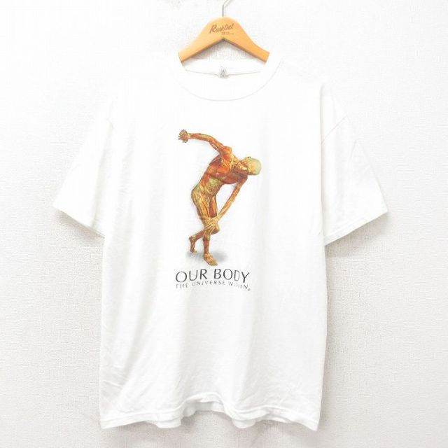 XL★古着 半袖 ビンテージ Tシャツ メンズ 00年代 00s OUR BODY コットン クルーネック 白 ホワイト 25may13 中古
