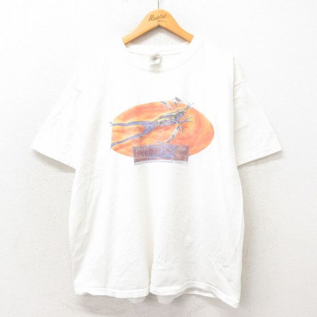 XL★古着 フルーツオブザルーム 半袖 ビンテージ Tシャツ メンズ 00年代 00s カエル 企業広告 大きいサイズ コットン クルーネック 白 ホワイト 25may14 中古