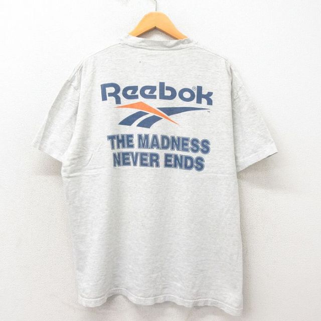 【50%OFF】リーボック 90s 半袖Tシャツ ビッグロゴ グレー XL | 古着
