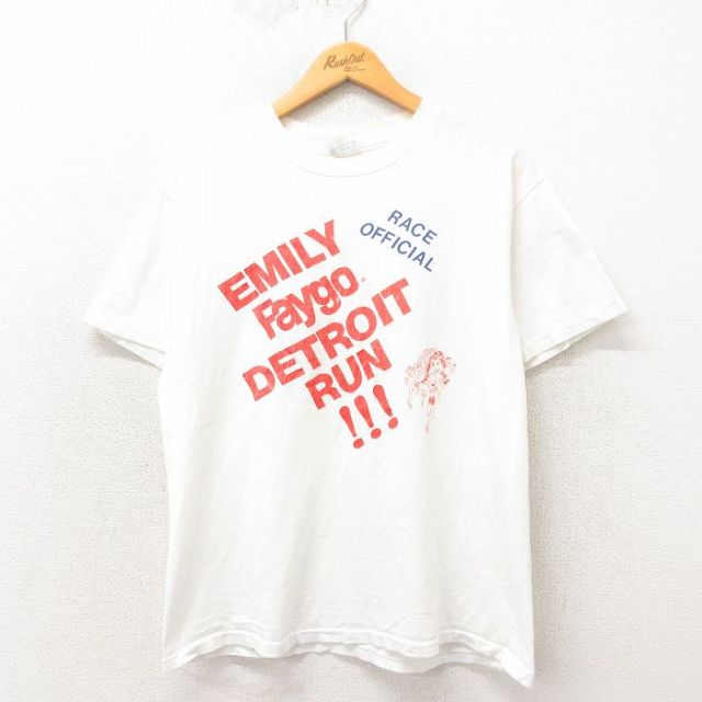 L★古着 ヘインズ Hanes 半袖 ビンテージ Tシャツ メンズ 80年代 80s EMILY コットン クルーネック USA製 白 ホワイト 25may14 中古