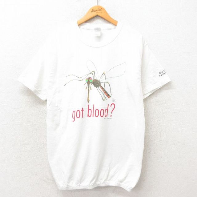 L★古着 半袖 ビンテージ Tシャツ メンズ 90年代 90s トンボ コットン クルーネック 白 ホワイト 25may14 中古