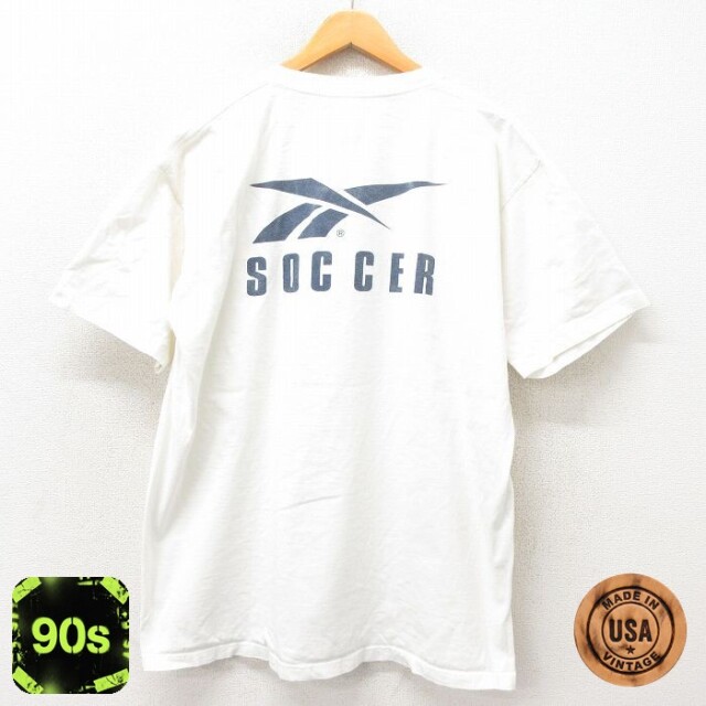 【50%OFF】リーボック 90s 半袖Tシャツ ビッグロゴ ホワイト XL | 古着