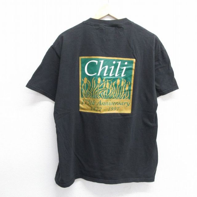 L★古着 リー Lee 半袖 ビンテージ Tシャツ メンズ 90年代 90s Chili コットン クルーネック USA製 黒 ブラック 25may14 中古
