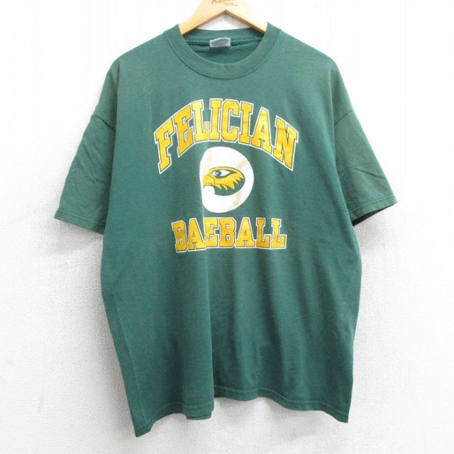 ヘインズ 00s 半袖Tシャツ フェリシアン ベースボール グリーン XL | 古着