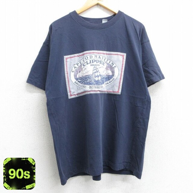 【50%OFF】90s 半袖Tシャツ 船 ネイビー XL | 古着