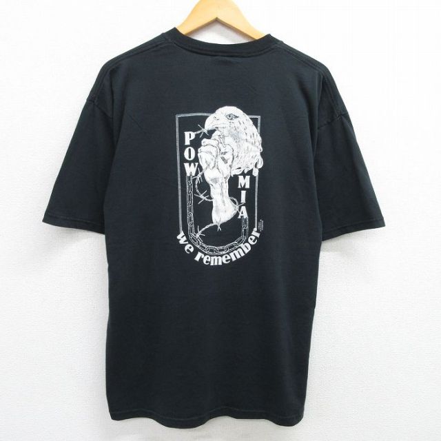 XL★古着 ジャージーズ 半袖 ビンテージ Tシャツ メンズ 00年代 00s POW MIA 大きいサイズ クルーネック 黒 ブラック 25may15 中古
