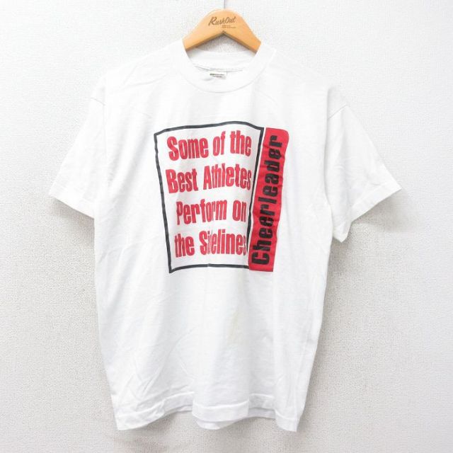 L★古着 フルーツオブザルーム 半袖 ビンテージ Tシャツ メンズ 90年代 90s チアリーダー クルーネック 白 ホワイト 25may16 中古
