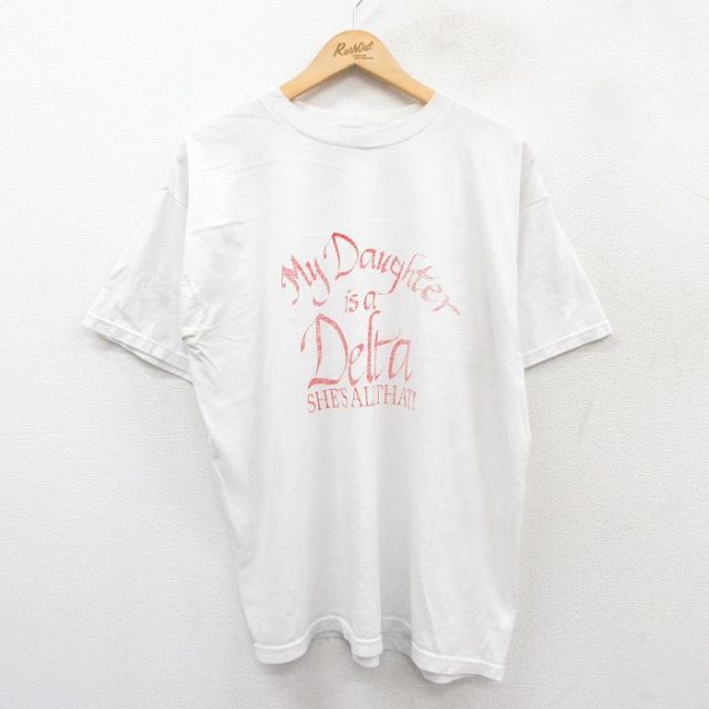 XL★古着 フルーツオブザルーム 半袖 ビンテージ Tシャツ メンズ 00年代 00s デルタ 大きいサイズ クルーネック 白 ホワイト 25may16 中古