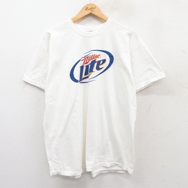 XL★古着 フルーツオブザルーム 半袖 ビンテージ Tシャツ メンズ 00年代 00s ミラーライト ビール コットン クルーネック 白 ホワイト 25may16 中古