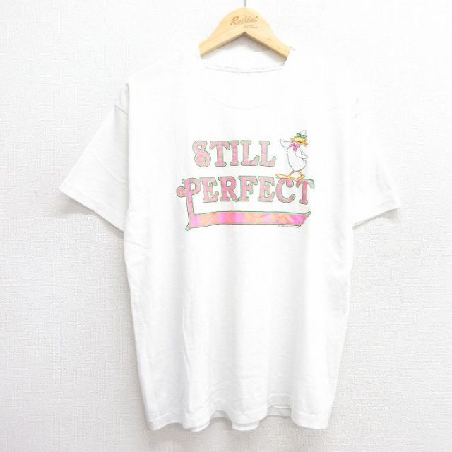 L★古着 半袖 ビンテージ Tシャツ メンズ 80年代 80s 鳥 STILL PERFECT クルーネック 白 ホワイト 25may16 中古