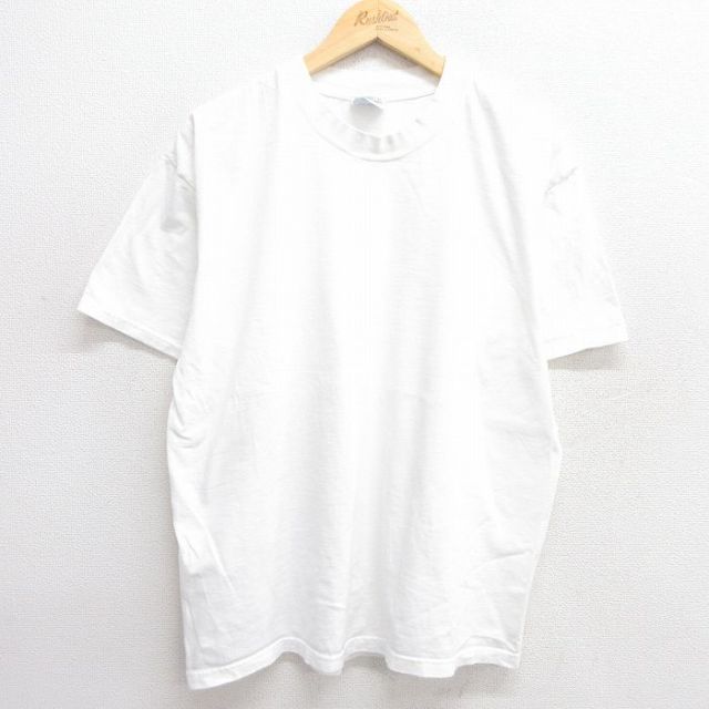 XL★古着 ヘインズ Hanes 半袖 ビンテージ Tシャツ メンズ 00年代 00s 無地 コットン クルーネック 白 ホワイト 25may16 中古