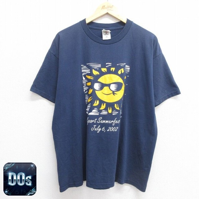 【50%OFF】フルーツオブザルーム 00s 半袖Tシャツ 太陽企業広告 ネイビー XL | 古着