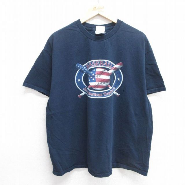 00s 半袖Tシャツ ベースボール ネイビー XL | 古着