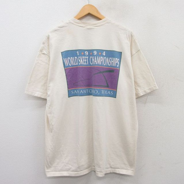 XL★古着 リー Lee 半袖 ビンテージ Tシャツ メンズ 90年代 90s ワールド スケート チャンピオンシップ 大きいサイズ コットン クルーネック USA製 生成り 25may19 中古