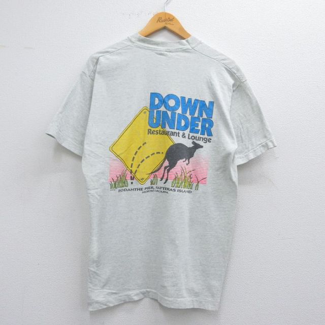 L★古着 フルーツオブザルーム 半袖 ビンテージ Tシャツ メンズ 90年代 90s カンガルー クルーネック USA製 薄グレー 霜降り 25may19 中古