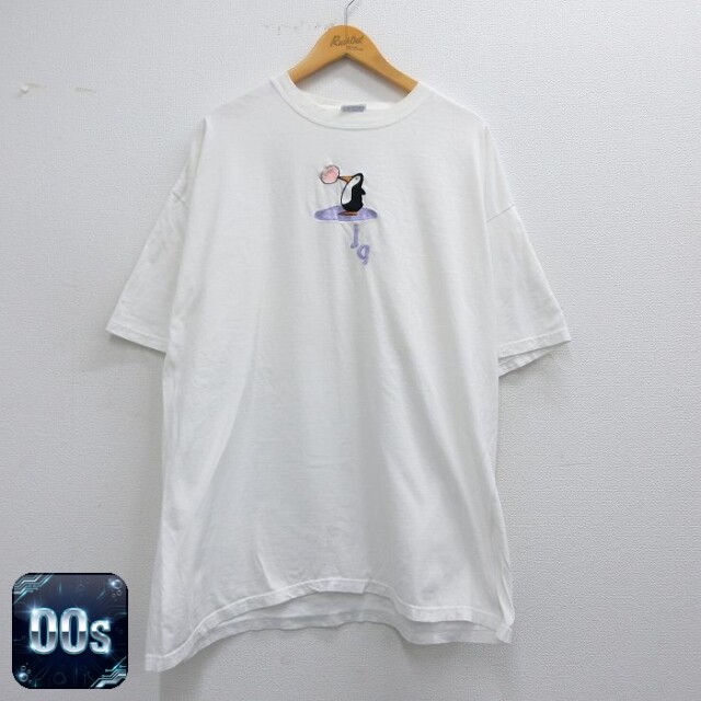 【50%OFF】ヘインズ 00s 半袖Tシャツ ペンギン刺繍 ホワイト XL | 古着