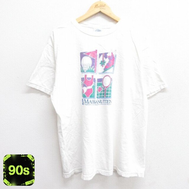 【50%OFF】90s 半袖Tシャツ テニス ホワイト XL | 古着