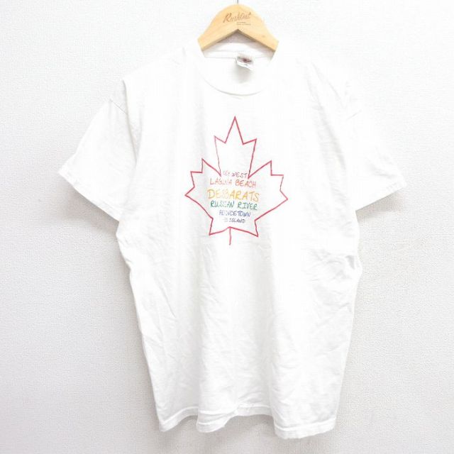 【50%OFF】XL★古着 フルーツオブザルーム 半袖 ビンテージ Tシャツ メンズ キーウェスト デスバラツ コットン クルーネック カナダ製 白 ホワイト 25may19 中古