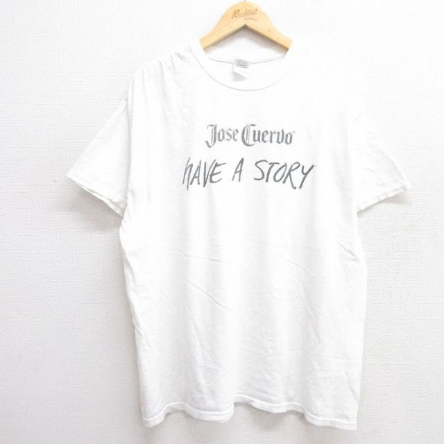【50%OFF】XL★古着 半袖 ビンテージ Tシャツ メンズ 00年代 00s ホセコエルボ 酒 大きいサイズ コットン クルーネック 白 ホワイト 25may19 中古