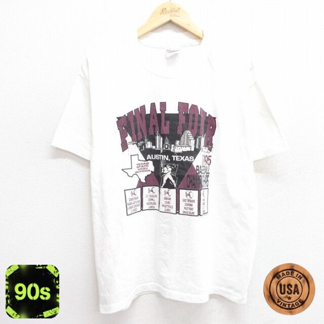 【50%OFF】ヘインズ 90s 半袖Tシャツ ベースボールファイナルフォー ホワイト L | 古着