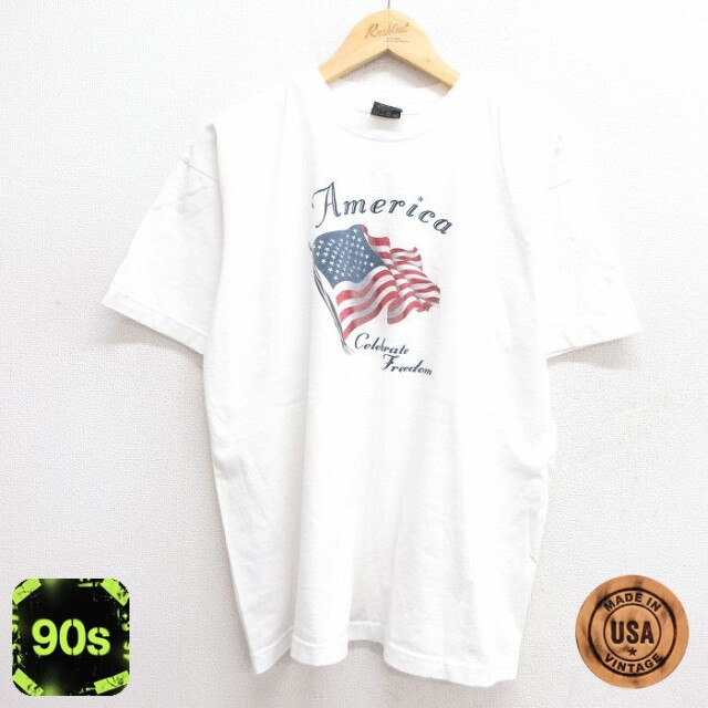 【50%OFF】90s 半袖Tシャツ 星条旗 ホワイト XL | 古着