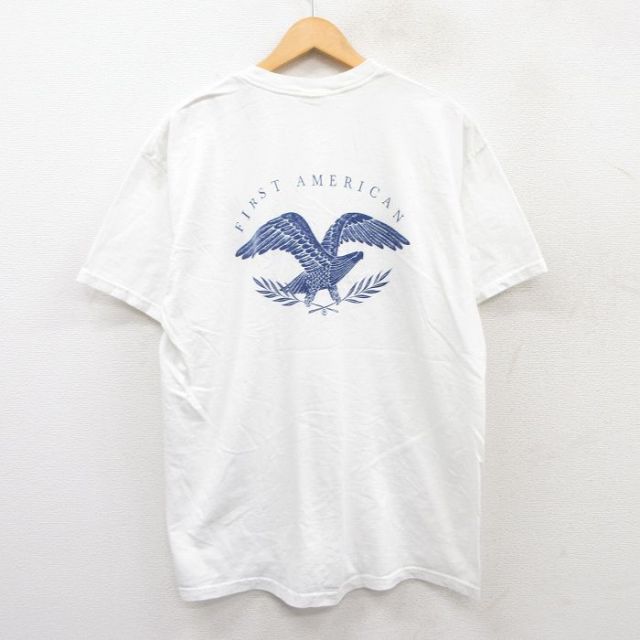 L★古着 ヘインズ Hanes 半袖 ビンテージ Tシャツ メンズ 00年代 00s 鳥 星条旗 コットン クルーネック 白 ホワイト 25may19 中古