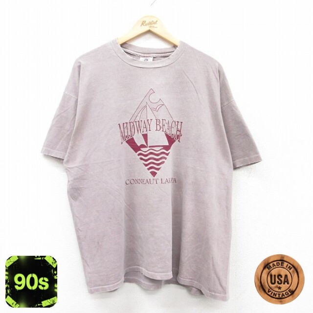 【50%OFF】90s 半袖Tシャツ ミッドウェイビーチ パープル XL | 古着