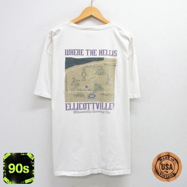 【50%OFF】90s 半袖Tシャツ 地図 ホワイト XL | 古着