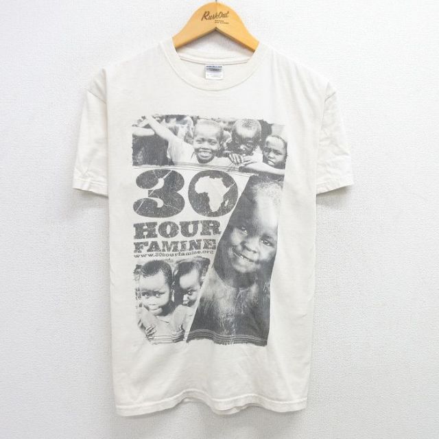 L★古着 半袖 ビンテージ Tシャツ メンズ 00年代 00s 子ども コットン クルーネック 生成り 25may19 中古