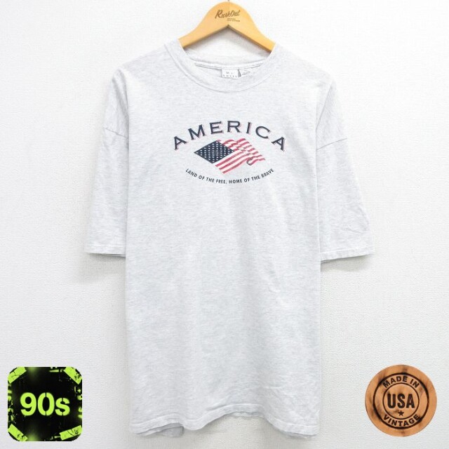 【50%OFF】90s 半袖Tシャツ 星条旗 グレー XL | 古着