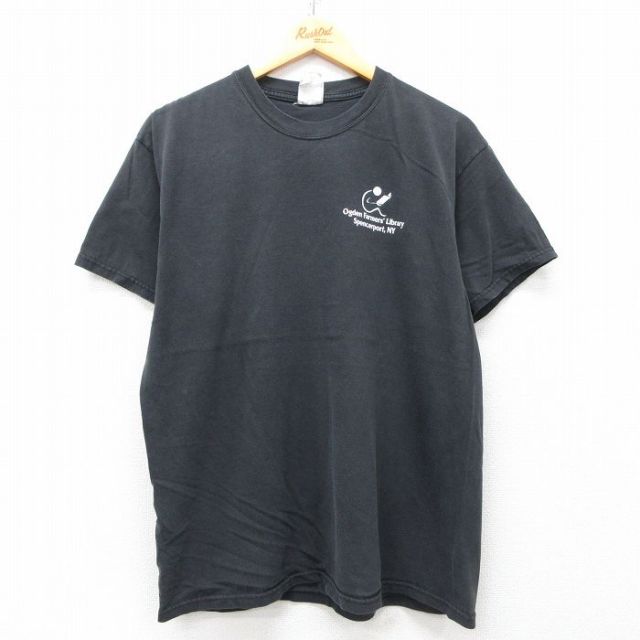 L★古着 ヘインズ Hanes 半袖 ビンテージ Tシャツ メンズ 00年代 00s Ogden Farmers Library コットン クルーネック 黒 ブラック 25may19 中古