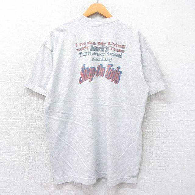 XL★古着 ディッキーズ Dickies 半袖 ビンテージ Tシャツ メンズ 00年代 00s Snap on Tools 胸ポケット付き クルーネック 薄グレー 霜降り 25may20 中古