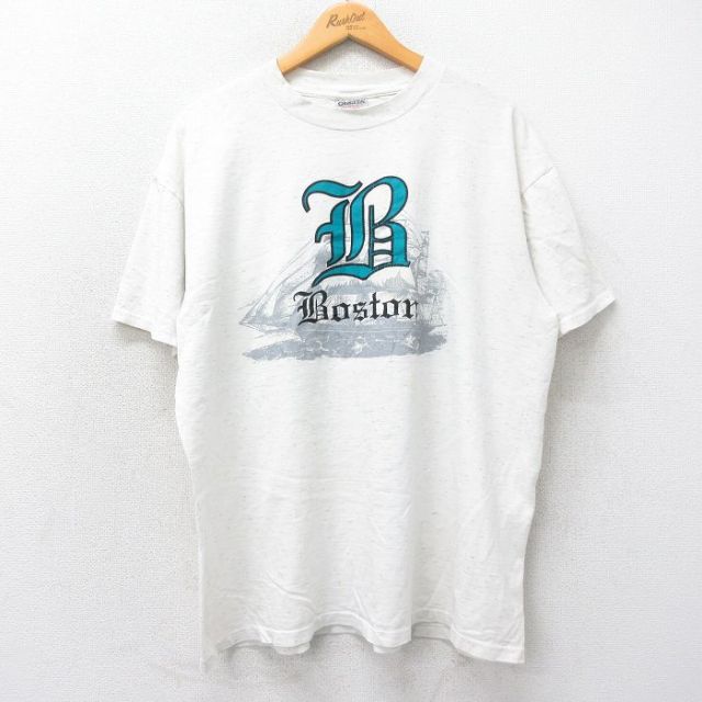オニータ 90s 半袖Tシャツ ボストン ホワイト霜降り XL | 古着