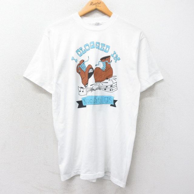 M★古着 ヘインズ Hanes 半袖 ビンテージ Tシャツ メンズ 80年代 80s ブーツ Music City クルーネック USA製 白 ホワイト 25may20 中古