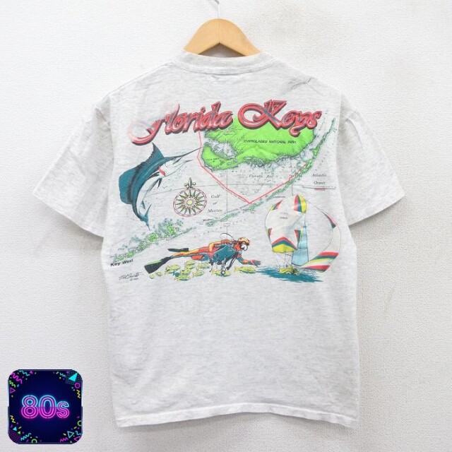 【50%OFF】オニータ 80s 半袖Tシャツ 魚 グレー L | 古着