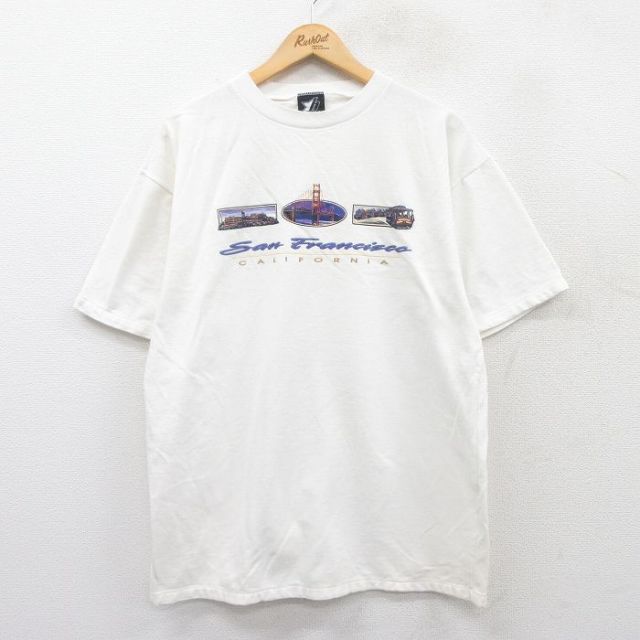 XL★古着 フルーツオブザルーム 半袖 ビンテージ Tシャツ メンズ 90年代 90s サンフランシスコ コットン クルーネック USA製 白 ホワイト 25may20 中古