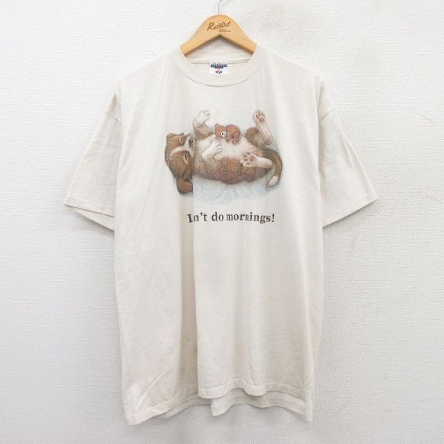 00s 半袖Tシャツ 犬 生成り XL | 古着