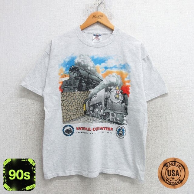 【50%OFF】ジャージーズ 90s 半袖Tシャツ 機関車 グレー L | 古着