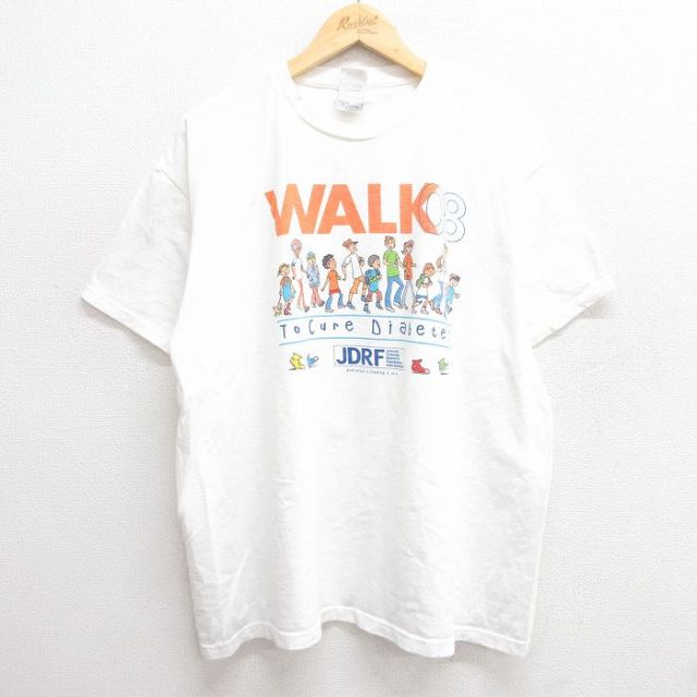XL★古着 フルーツオブザルーム 半袖 ビンテージ Tシャツ メンズ 00年代 00s WALK 企業広告 コットン クルーネック 白 ホワイト 25may21 中古