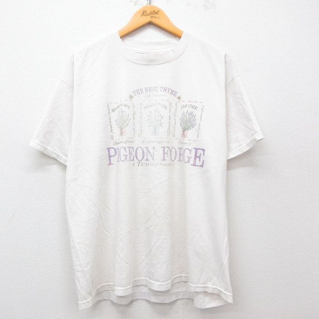 XL★古着 フルーツオブザルーム 半袖 ビンテージ Tシャツ メンズ 00年代 00s 花 ピジョンフォージ 大きいサイズ クルーネック 白 ホワイト 25may23 中古