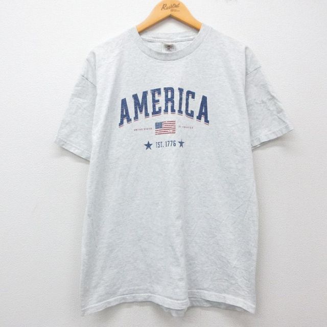 フルーツオブザルーム 00s 半袖Tシャツ 星条旗 グレー XL | 古着