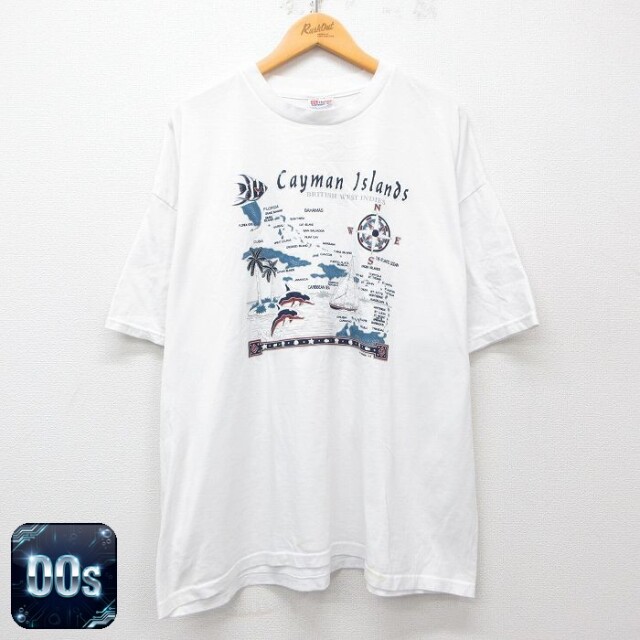 【50%OFF】ヘインズ 00s 半袖Tシャツ ケイマンアイランド ホワイト XL | 古着