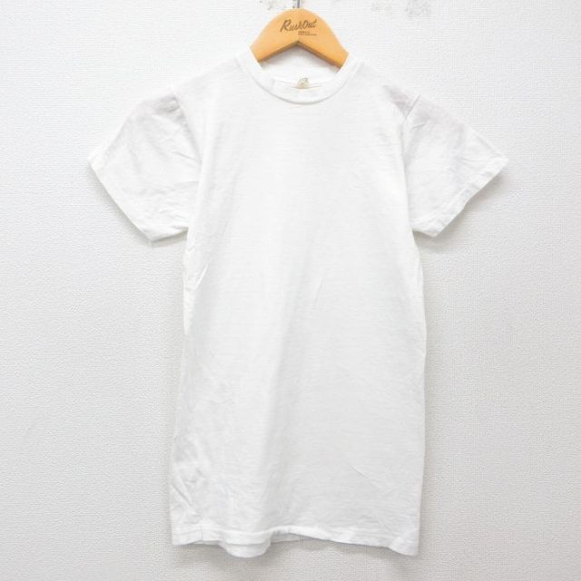 【50%OFF】XS★古着 フルーツオブザルーム 半袖 ビンテージ Tシャツ メンズ 70年代 70s 無地 コットン クルーネック USA製 白 ホワイト 25may23 中古