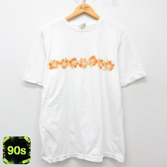 【50%OFF】ユニオンベイ 90s 半袖Tシャツ ハイビスカス ホワイト XL | 古着